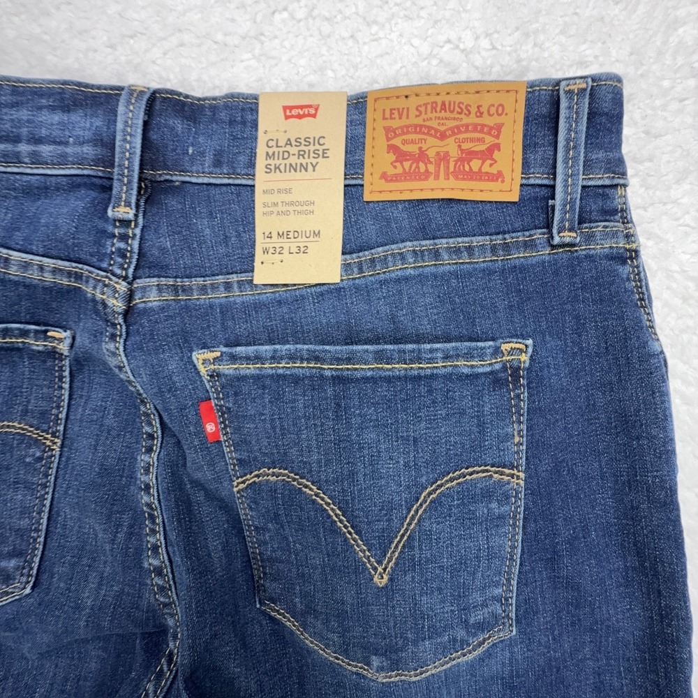 Levis Classic Mid-Rise Skinny Jeans Women 14 Medium W32 L32 Blue Denim 585750166